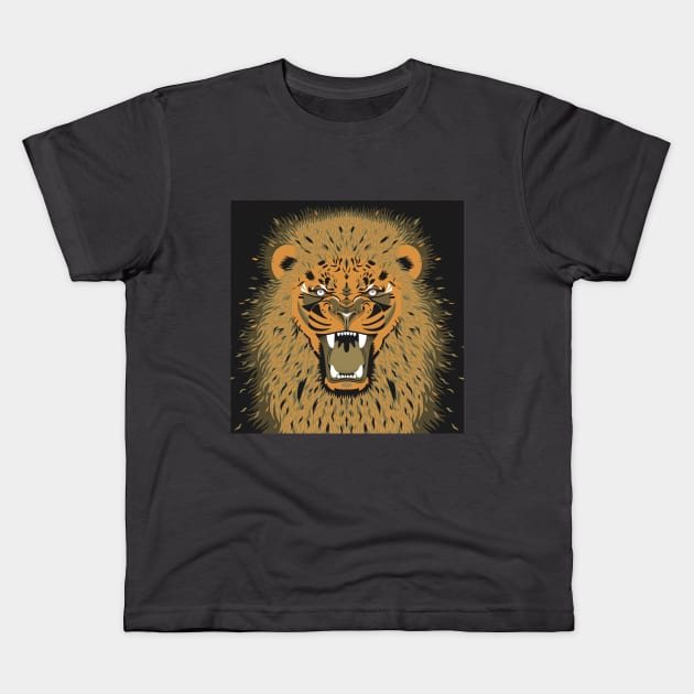 lion gold roar Kids T-Shirt by KindSpirits